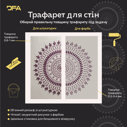 Трафарет DFA багаторазовий Круглий візерунок 153 для штукатурки та фарби 0,3-1мм (C00153)