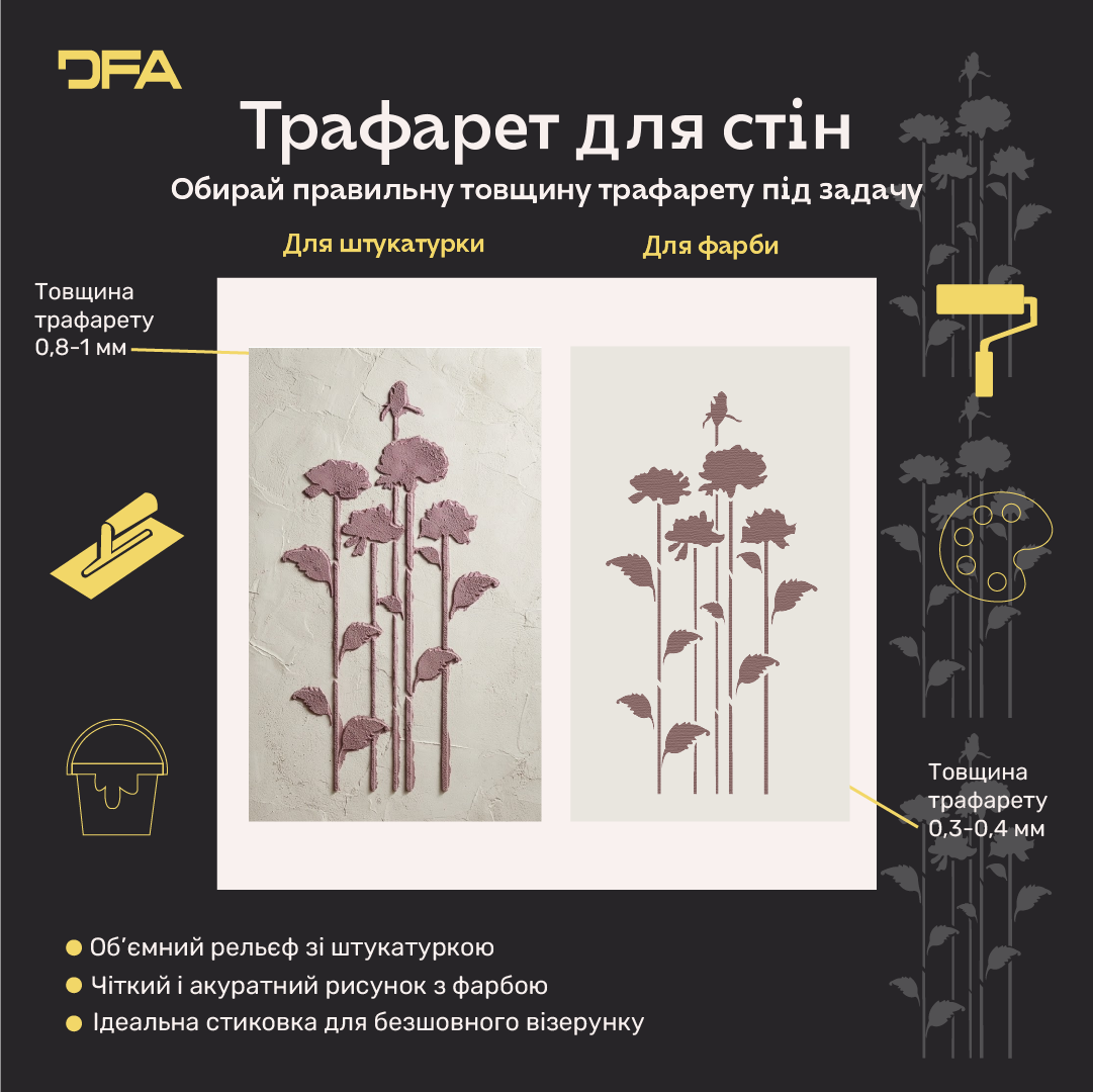 Трафарет DFA «Квітка» для декупажу предметів інтерʼєру (P00210)