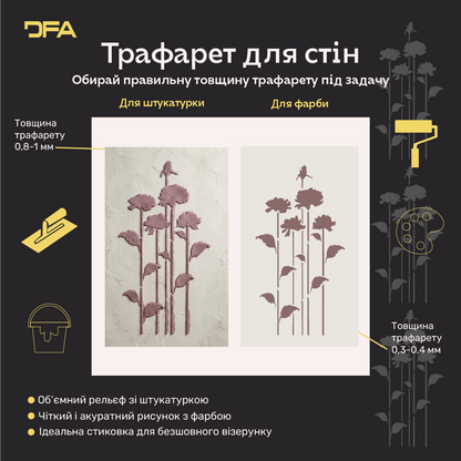 Трафарет DFA «Квітка» для декупажу предметів інтерʼєру (P00210)