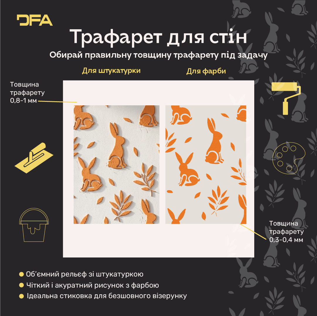 Кролики на стінах – чарівна атмосфера для дитячої кімнати з DFA 0.3-1 мм (Е00097)
