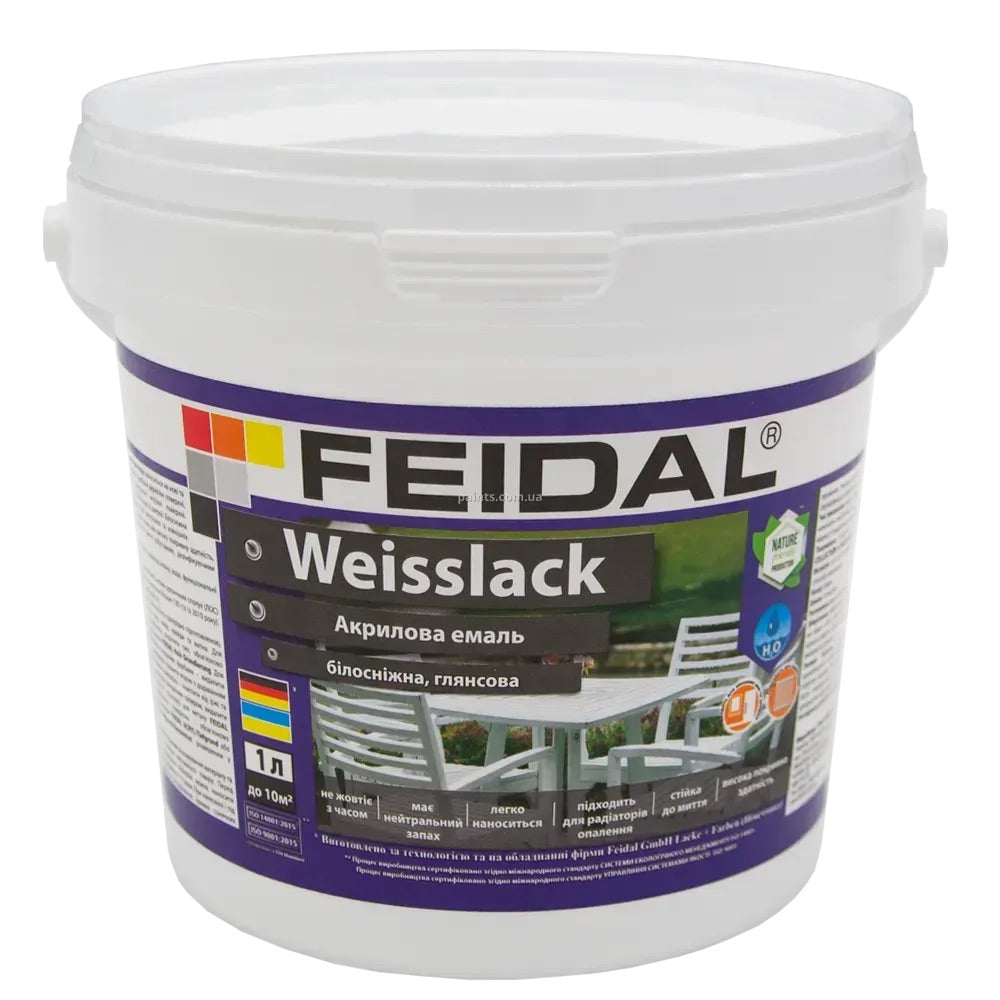 Глянсова акрилова емаль Feidal Weisslack Біла: Довговічний блиск та захист