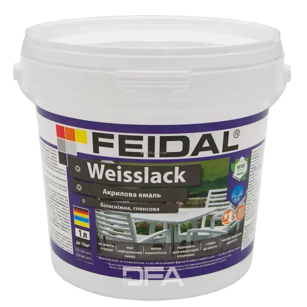 Глянсова акрилова емаль Feidal Weisslack Біла: Довговічний блиск та захист