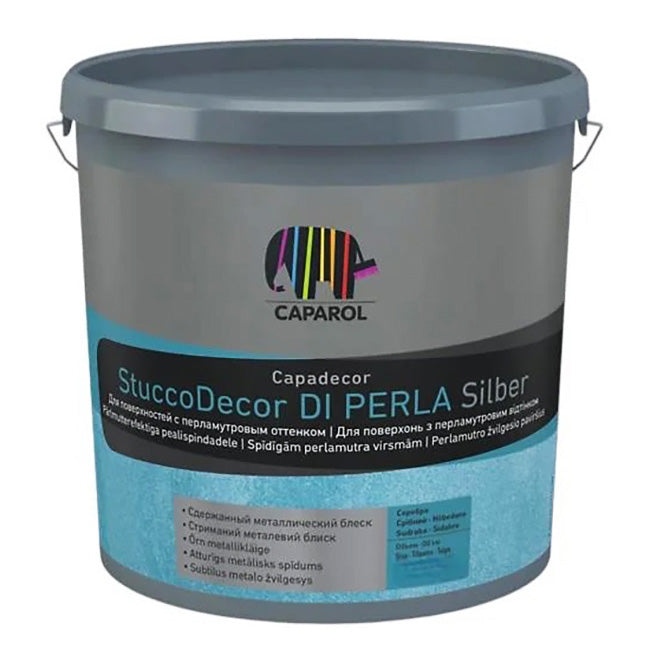 Декоративна шпаклівка інтер'єрна Caparol StuccoDecor Di Perla Silber акрилова оксамитова з металевим блиском