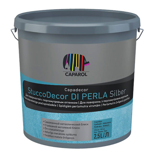 Декоративна шпаклівка інтер'єрна Caparol StuccoDecor Di Perla Silber акрилова оксамитова з металевим блиском
