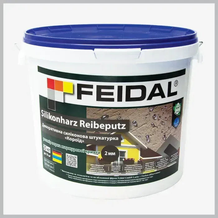 Декоративна силіконова штукатурка "Короїд" Feidal Silikonharz Reibeputz