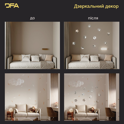 DFA «Квіточки великі» – елегантний дзеркальний декор для будь-якого простору, 5 шт/10 шт