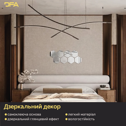 Дзеркальний декор DFA Соти – візуальне розширення простору і елегантність, 8 шт/16 шт (YA00027)