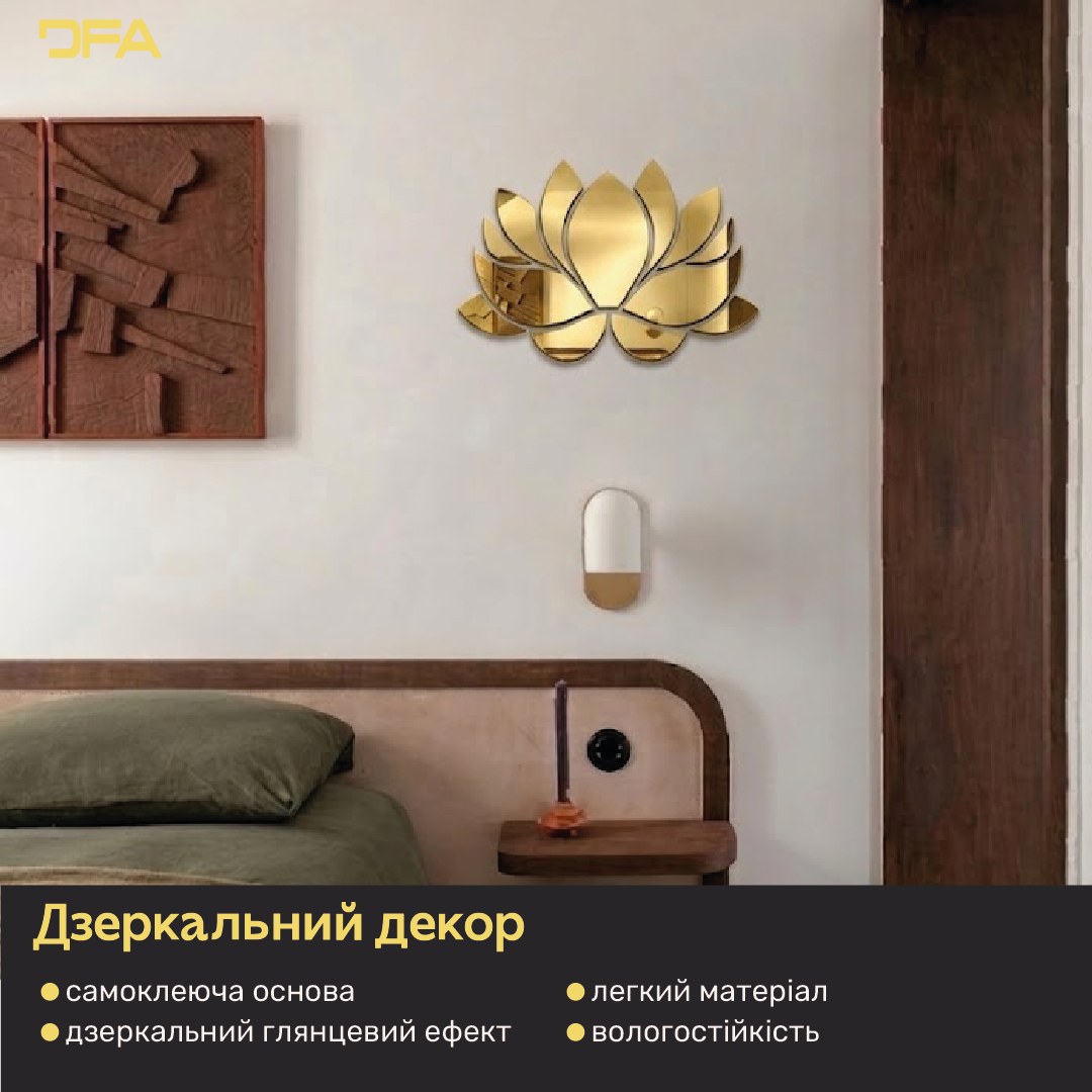 Дзеркальний лотос великого формату: безпечний акрил та простий монтаж (YA00074)