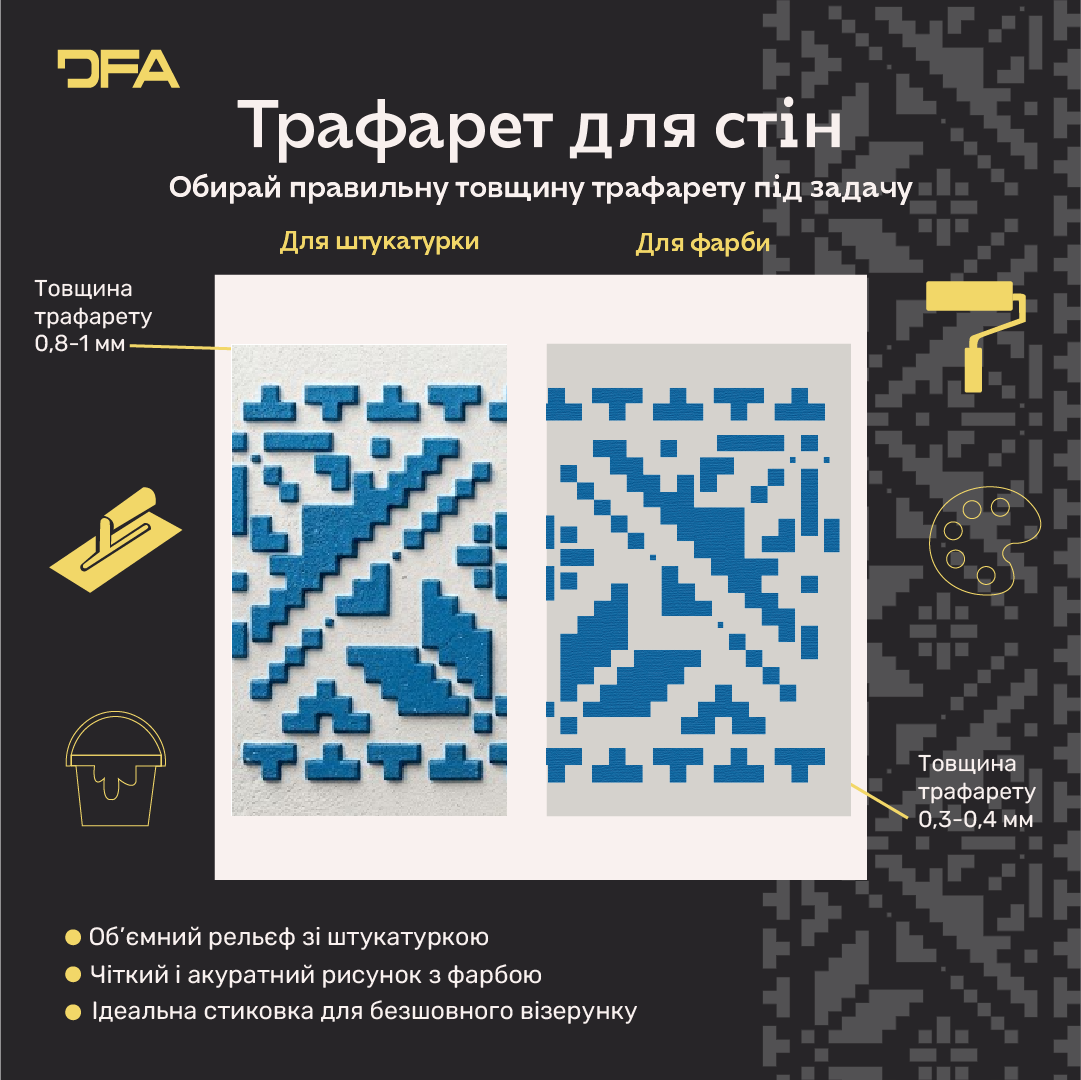 Трафарет DFA Вишиванка для шпаклівки та фарби 0.3-1мм (Z00012)