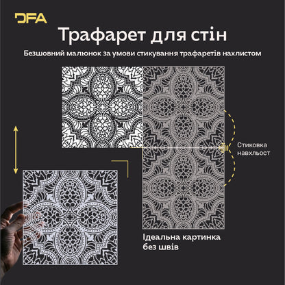 Квадратні візерунки для яскравих інтер'єрів: декоративний трафарет DFA 0.3-1 мм (K00135)
