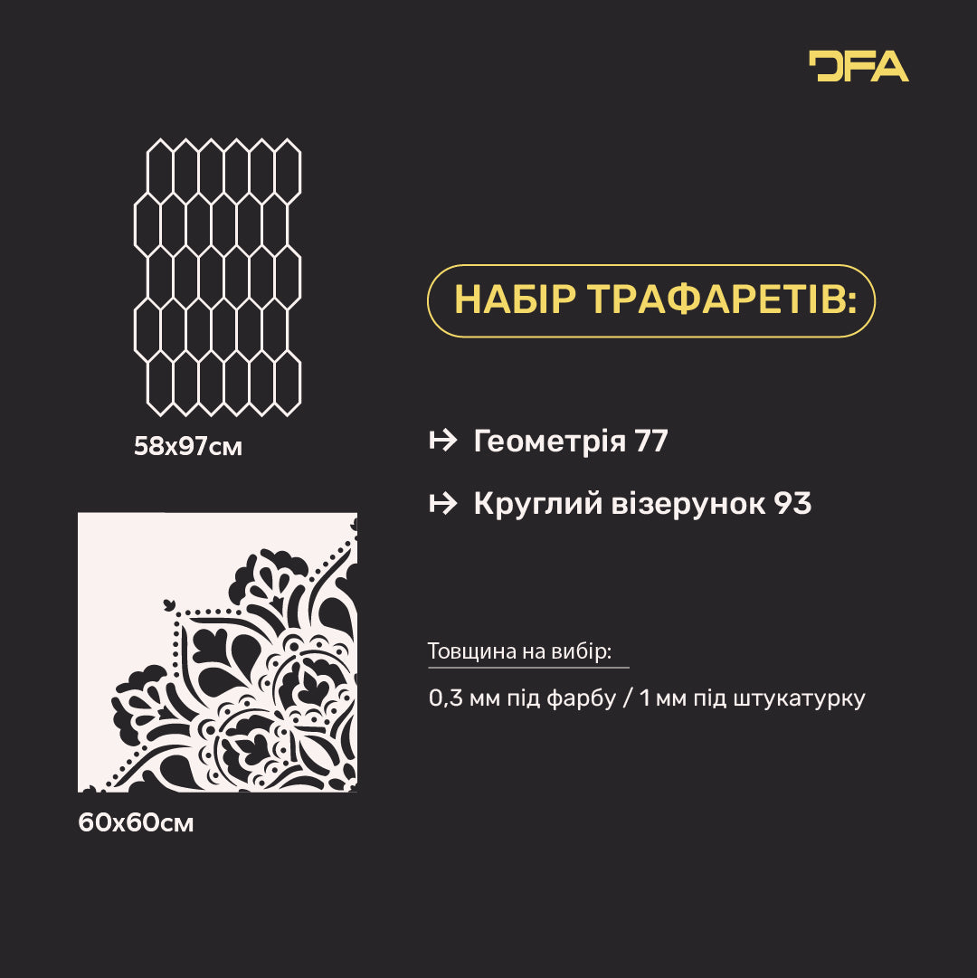 Набір для декору стін під штукатурку та фарбу 37 (Геометрія 77 + Круглий візерунок 93) 0.3-1 мм (N00037)