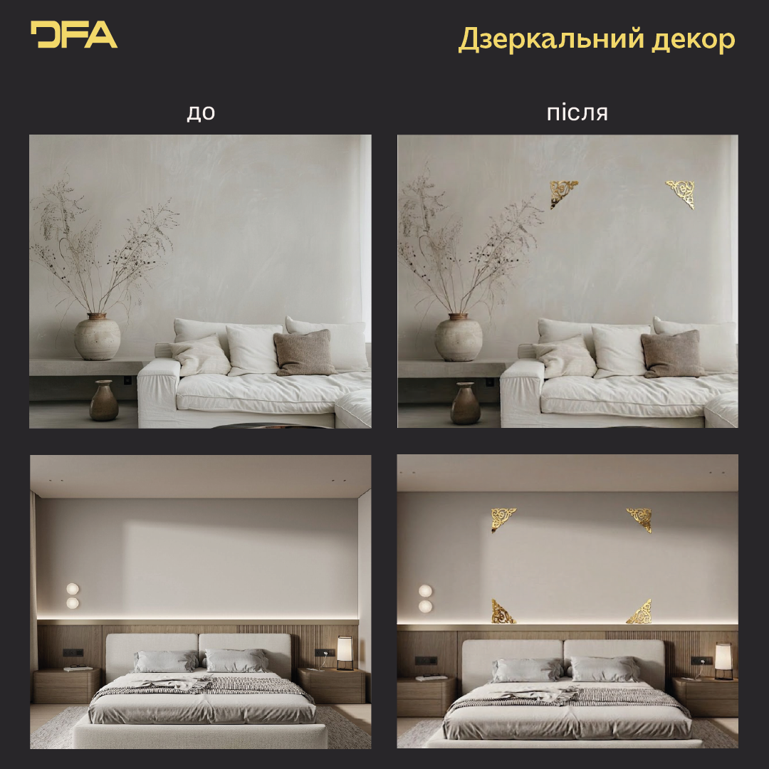 Настінний декор DFA Кутовий візерунок – сучасний дизайн для дому та офісу, 2 шт/4 шт (YA00086)