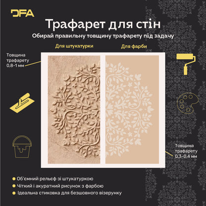 Трафарет DFA багаторазовий Круглий візерунок 149 Мандала для штукатурки та фарби 0,3-1мм (С00149)