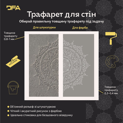 Трафарет DFA багаторазовий Круглий візерунок 150 Мандала для штукатурки та фарби 0,3-1мм (С00150)