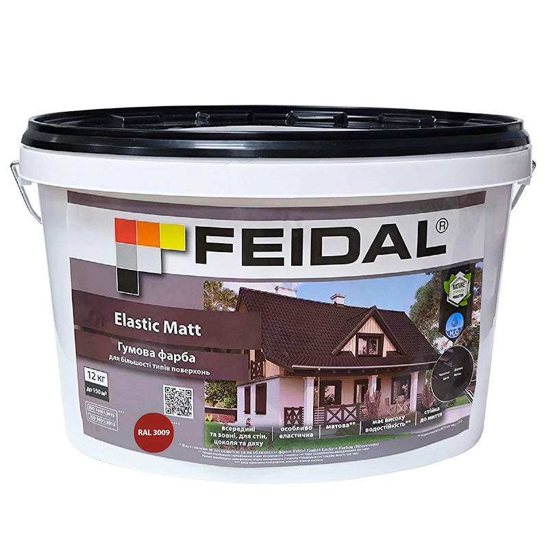 Стійка еластична фарба Feidal Elastic Matt RAL 3009 червоно-коричнева для даху й фасаду