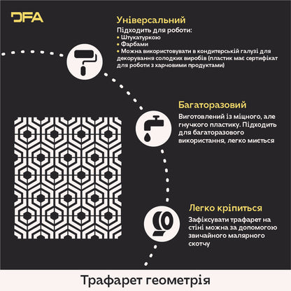 Трафарет DFA Фасадні Цегла 2мм багаторазовий для декоративної штукатурки 92*91 (F00009), 2мм - під штукатурку