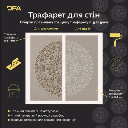 Трафарет DFA багаторазовий Круглий візерунок 151 для штукатурки та фарби 0,3-1мм (С00151)