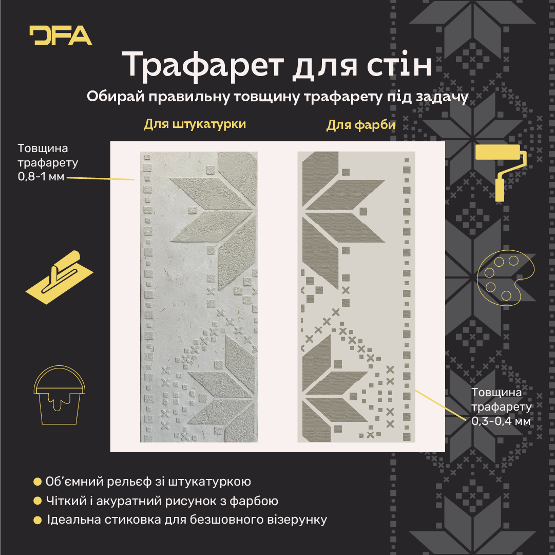 Трафарет DFA Вишиванка в етно стилі для штукатурки та фарби 0.3-1мм (Z00088)